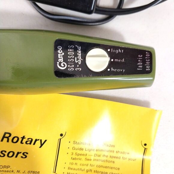 Vintage Cameo 3-Speed Electric Rotary Scissors with Guide Light Tested #A020 - Picture 8 of 9
